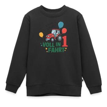 Cooler Traktor 1. Geburtstag: Bestseller Geschenk! - Kinder Premium Organic Sweatshirt - Schwarz - Vorne - AI Model Kid Female (0cm)