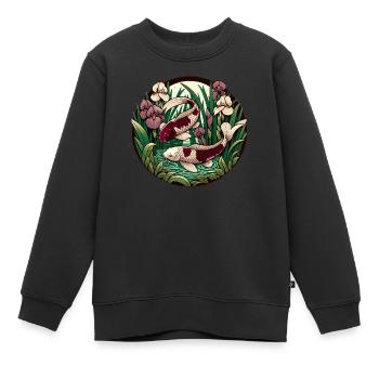 Étang de carpes japonaises Koi - Sweat Premium enfant bio - noir - Devant - AI Model Kid Female (0cm)