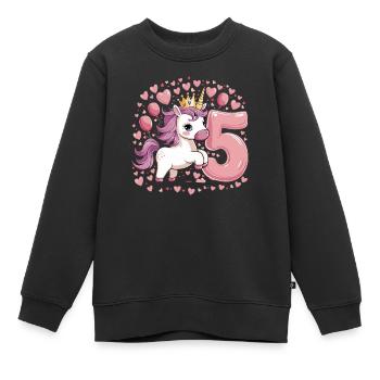 Einhorn - 5. Geburtstag - 5 Jahre - Kinder Premium Organic Sweatshirt - Schwarz - Vorne - AI Model Kid Female (0cm)