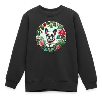 Bouledogue français - Sweat Premium enfant bio - noir - Devant - AI Model Kid Female (0cm)