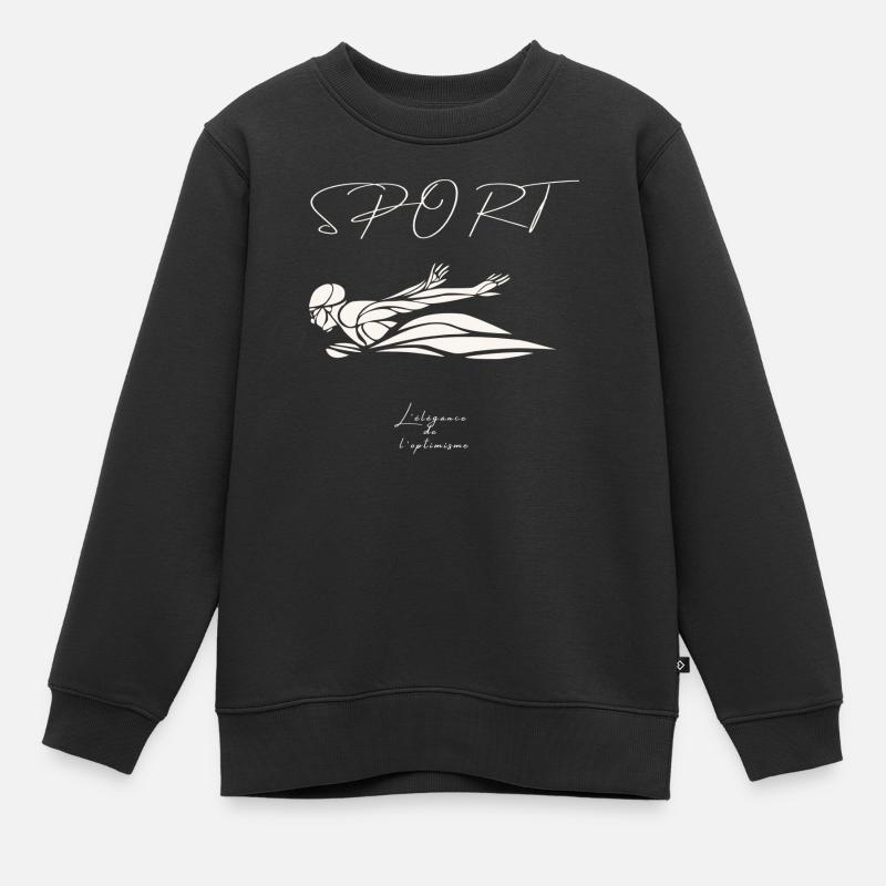 Natation papillon - Sweat Premium enfant bio - noir
