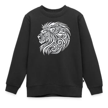 Lion Tribal - Sweat Premium enfant bio - noir - Devant - AI Model Kid Female (0cm)