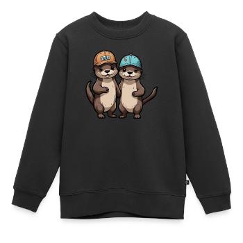 Two Cute Otter Buddies Buddies Forever - Kids Premium Organic Sweatshirt - black - Front - AI Model Kid Female (0cm)