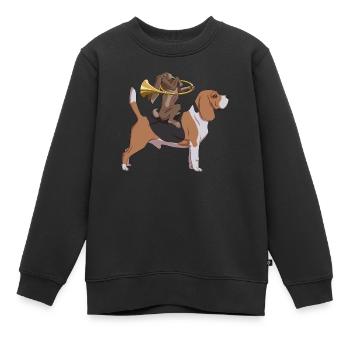 Corne de lièvre de chasse - Sweat Premium enfant bio - noir - Devant - AI Model Kid Female (0cm)