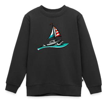Navigation en bateau - Sweat Premium enfant bio - noir - Devant - AI Model Kid Female (0cm)