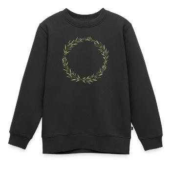 Couronne d’eucalyptus - Personnalisable - Sweat Premium enfant bio - noir - Devant - AI Model Kid Female (0cm)