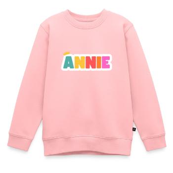 Annie! Personalisierbar - Kinder Premium Organic Sweatshirt - Rosa - Vorne - AI Model Kid Female (0cm)