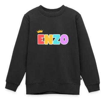 Enzo ! Personnalisable - Sweat Premium enfant bio - noir - Devant - AI Model Kid Female (0cm)