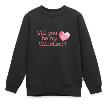 Valentinstags Geschenk / Will you be my Valentine? - Kinder Premium Organic Sweatshirt - Schwarz - Vorne - AI Model Kid Female (0cm)