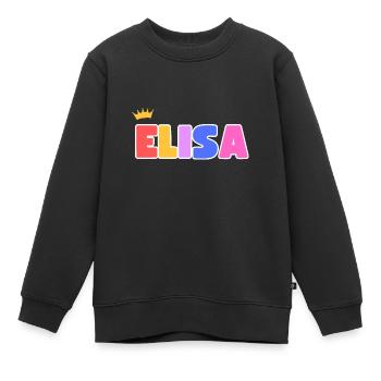 Elisa! Personalisierbar - Kinder Premium Organic Sweatshirt - Schwarz - Vorne - AI Model Kid Female (0cm)