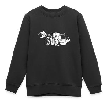 Machine de chargement silhouette sur pneus carrière - Sweat Premium enfant bio - noir - Devant - AI Model Kid Female (0cm)