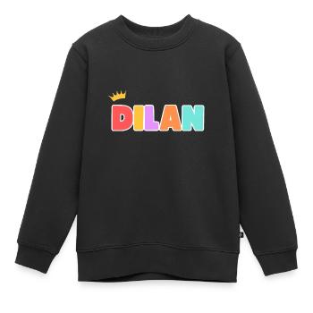 Dilan ! Personnalisable - Sweat Premium enfant bio - noir - Devant - AI Model Kid Female (0cm)