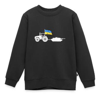 Ukrainischer Bauer stiehlt Kiewer Traktortank - Kinder Premium Organic Sweatshirt - Schwarz - Vorne - AI Model Kid Female (0cm)