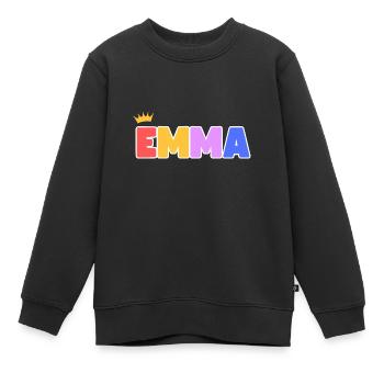 Emma! Personnalisable - Sweat Premium enfant bio - noir - Devant - AI Model Kid Female (0cm)