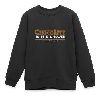 Schokolade ist die Antwort - Kinder Premium Organic Sweatshirt - Schwarz - Vorne - AI Model Kid Female (0cm)