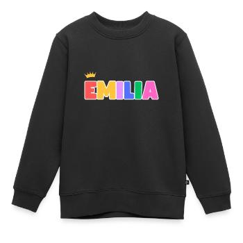 Emilia! Personnalisable - Sweat Premium enfant bio - noir - Devant - AI Model Kid Female (0cm)