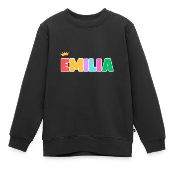 Emilia! Personnalisable - Sweat Premium enfant bio - noir - Devant - AI Model Kid Female (0cm)