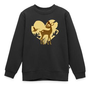 Rehkitz - Kinder Premium Organic Sweatshirt - Schwarz - Vorne - AI Model Kid Female (0cm)
