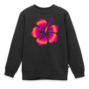 Hibiscus rose - Sweat Premium enfant bio - noir - Devant - AI Model Kid Female (0cm)