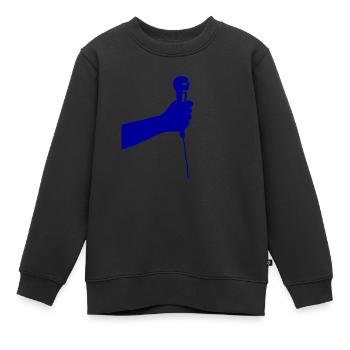 microphone (blue) - Kids Premium Organic Sweatshirt - black - Front - AI Model Kid Female (0cm)