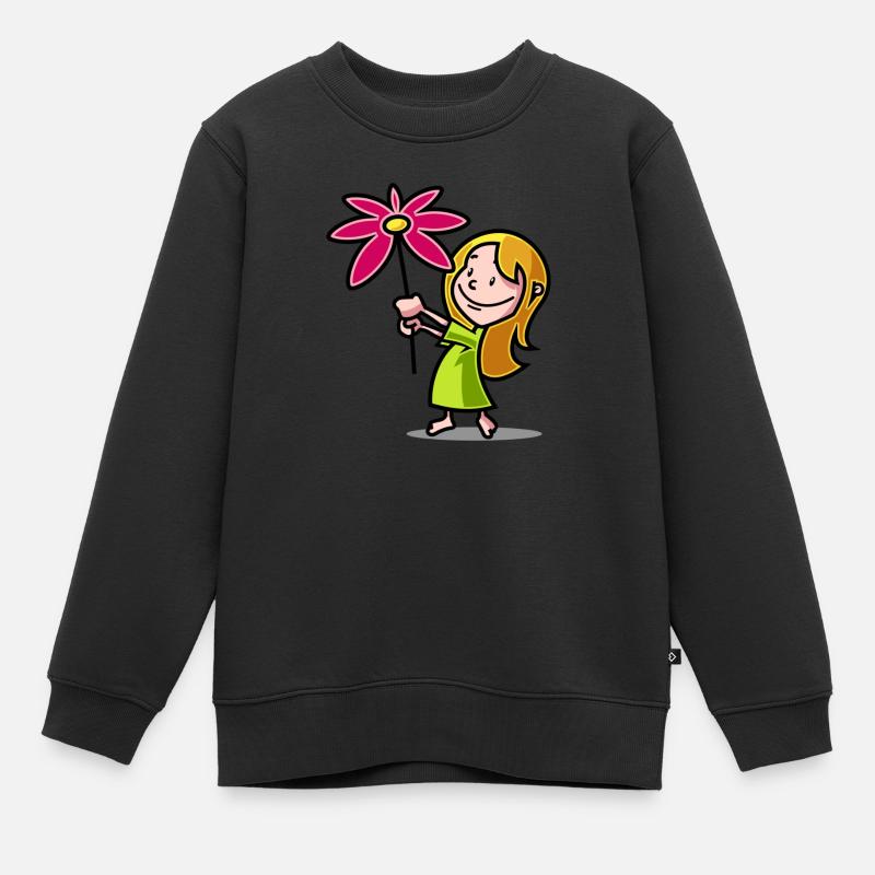 Blumenkind - Kinder Premium Organic Sweatshirt - Schwarz