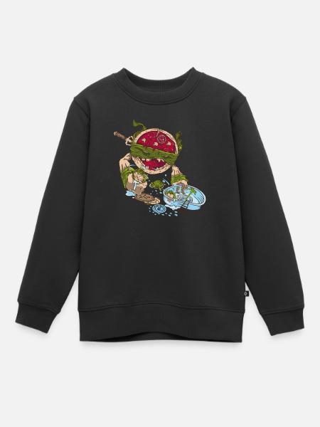 PIZZA NINJA - Sweat Premium enfant bio - noir