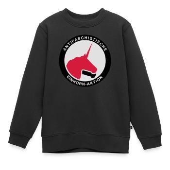 Antifaschistische Einhorn-Aktion - Kinder Premium Organic Sweatshirt - Schwarz - Vorne - AI Model Kid Female (0cm)
