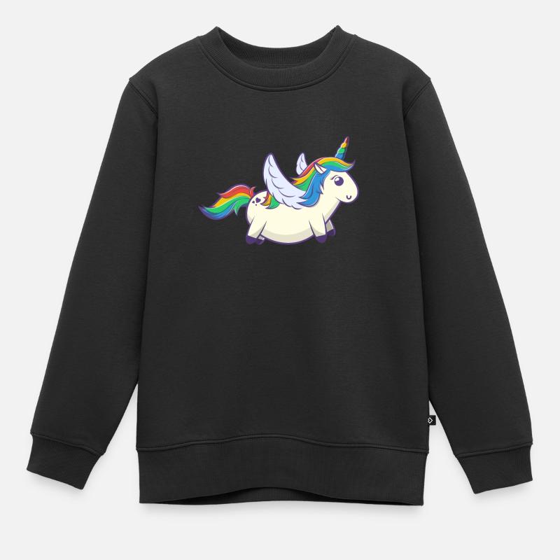 Licorne - Sweat Premium enfant bio - noir