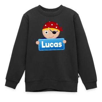Kleiner Pirat Lucas - Kinder Premium Organic Sweatshirt - Schwarz - Vorne - AI Model Kid Female (0cm)