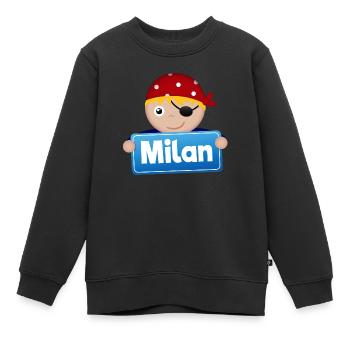 Kleiner Pirat Milan - Kinder Premium Organic Sweatshirt - Schwarz - Vorne - AI Model Kid Female (0cm)