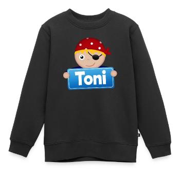 Little Pirate Toni - Kids Premium Organic Sweatshirt - black - Front - AI Model Kid Female (0cm)