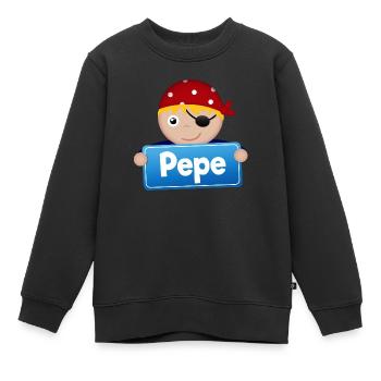 Kleiner Pirat Pepe - Kinder Premium Organic Sweatshirt - Schwarz - Vorne - AI Model Kid Female (0cm)