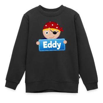 Little Pirate Eddy - Kids Premium Organic Sweatshirt - black - Front - AI Model Kid Female (0cm)