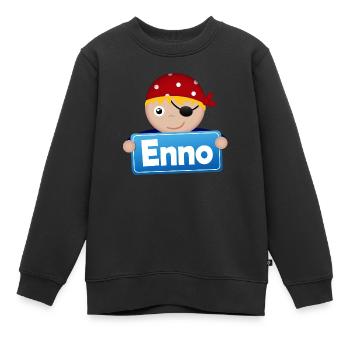 Little pirate Enno - Sweat Premium enfant bio - noir - Devant - AI Model Kid Female (0cm)