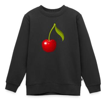 Kirsche - Kinder Premium Organic Sweatshirt - Schwarz - Vorne - AI Model Kid Female (0cm)