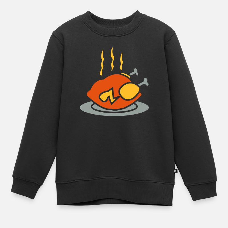 leckeres gebratenes Hähnchen - Kinder Premium Organic Sweatshirt - Schwarz