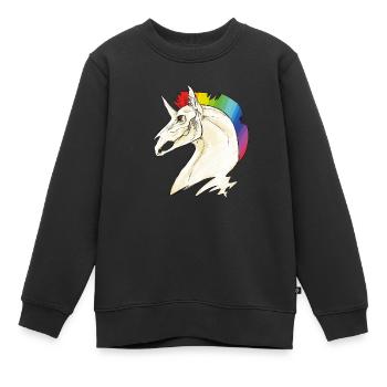 crâne licorne - Sweat Premium enfant bio - noir - Devant - AI Model Kid Female (0cm)