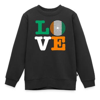 IVORY COAST heart - Kids Premium Organic Sweatshirt - black - Front - AI Model Kid Female (0cm)