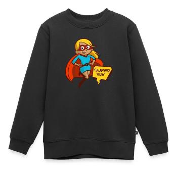 Super Maman - Sweat Premium enfant bio - noir - Devant - AI Model Kid Female (0cm)