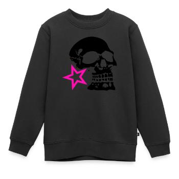 Schädel Schädel Profil Stern Logo - Kinder Premium Organic Sweatshirt - Schwarz - Vorne - AI Model Kid Female (0cm)