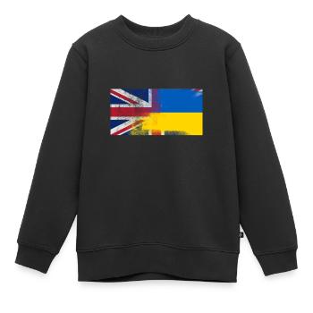 Britische ukrainische Hälfte Ukraine Halb UK Flagge - Kinder Premium Organic Sweatshirt - Schwarz - Vorne - AI Model Kid Female (0cm)