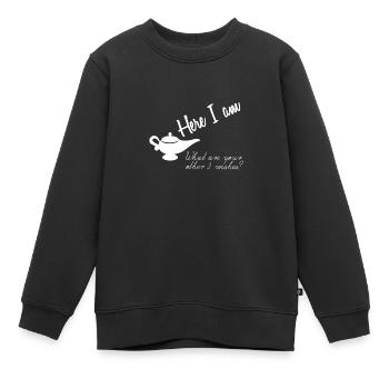 Jinni - Ici, je suis, les 2 autres souhaits? - Sweat Premium enfant bio - noir - Devant - AI Model Kid Female (0cm)