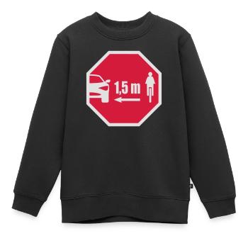 Stop Schild Look - Abstand für Radfahrer 1,5 m - Kinder Premium Organic Sweatshirt - Schwarz - Vorne - AI Model Kid Female (0cm)