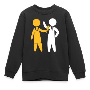 Reporter spricht ins Mikrofon - Kinder Premium Organic Sweatshirt - Schwarz - Vorne - AI Model Kid Female (0cm)