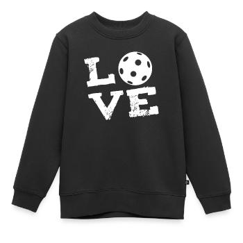 LOVE - Feldhockey Hallenhockey Unihockey - Kinder Premium Organic Sweatshirt - Schwarz - Vorne - AI Model Kid Female (0cm)