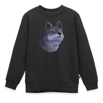 Wolf Porträt - Kinder Premium Organic Sweatshirt - Schwarz - Vorne - AI Model Kid Female (0cm)