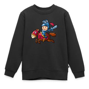 vl078b_ritter_4c - Kinder Premium Organic Sweatshirt - Schwarz - Vorne - AI Model Kid Female (0cm)