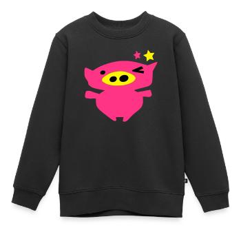 cute_pink_piggy_face_vec10_c3 - Sweat Premium enfant bio - noir - Devant - AI Model Kid Female (0cm)