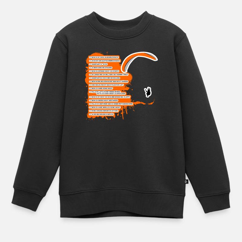 Gleitschirm FAQ - Kinder Premium Organic Sweatshirt - Schwarz