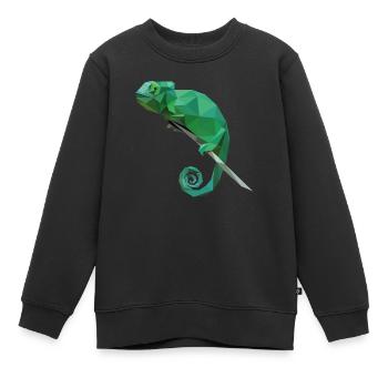 Chamäleon Chamäleons T-Shirt Geschenk Reptilien - Kinder Premium Organic Sweatshirt - Schwarz - Vorne - AI Model Kid Female (0cm)